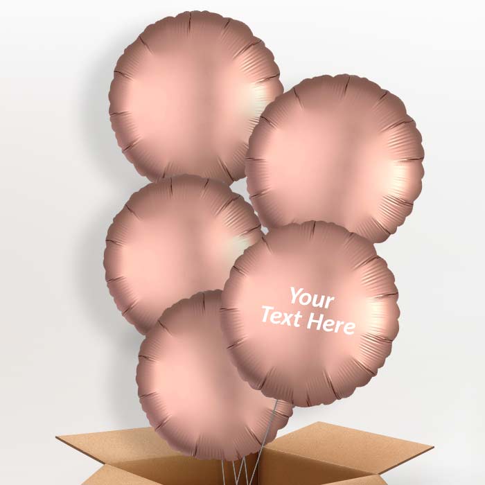 Rose Copper Satin Circle Balloon in a Box - 5 Balloon | Small Indoor Plants