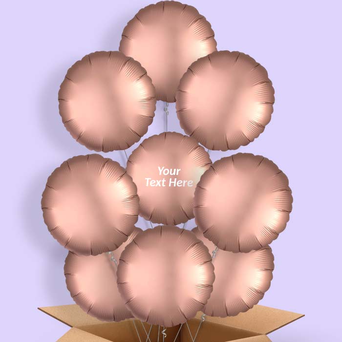 Rose Copper Satin Circle Balloon in a Box - 9 Balloon | Small Indoor Plants