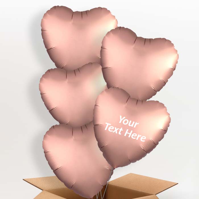 Rose Copper Satin Heart Balloon in a Box - 5 Balloon | Small Indoor Plants