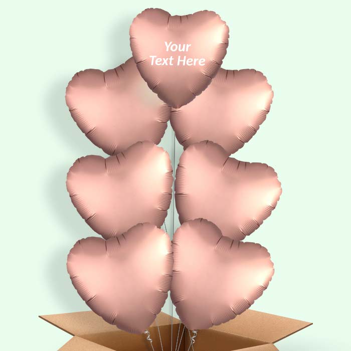 Rose Copper Satin Heart Balloon in a Box - 7 Balloon | Small Indoor Plants