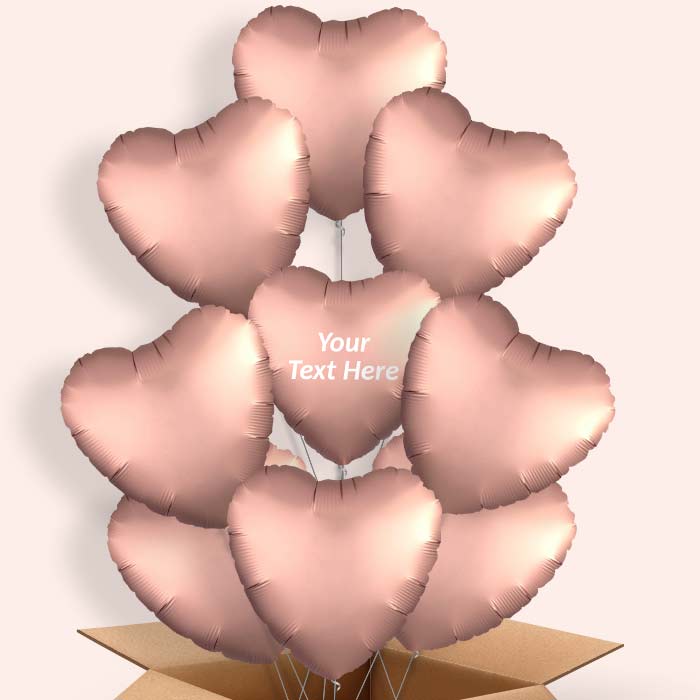 Rose Copper Satin Heart Balloon in a Box - 9 Balloon | Small Indoor Plants