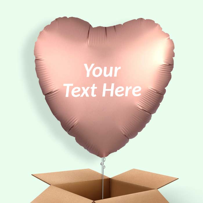 Rose Copper Satin Heart Balloon in a Box - 1 Balloon | Small Indoor Plants