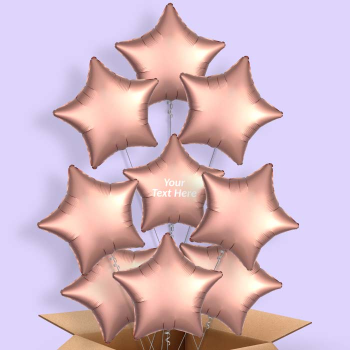 Rose Copper Satin Star Balloon in a Box - 9 Balloon | Small Indoor Plants