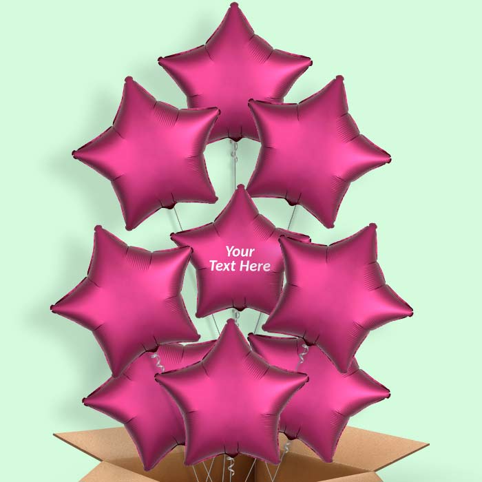 Hot Pink Star Foil Balloons in a Box - 9 Balloon | Small Indoor Plants