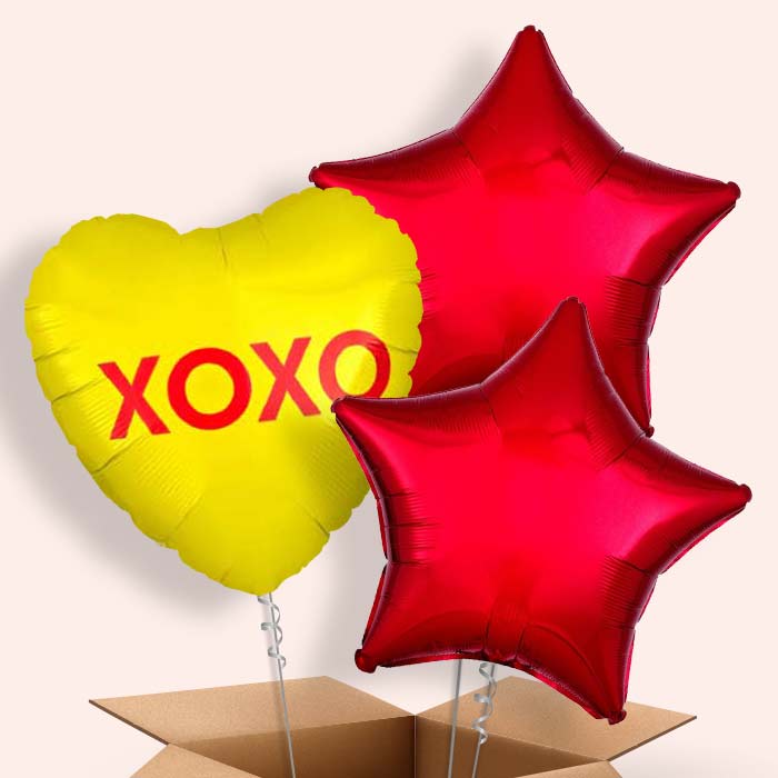 XOXO | Candy Heart Balloon in a Box - 3 Balloon | Small Indoor Plants