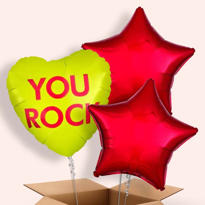 You Rock | Candy Heart Balloon in a Box - 3 Balloon | Small Indoor Plants