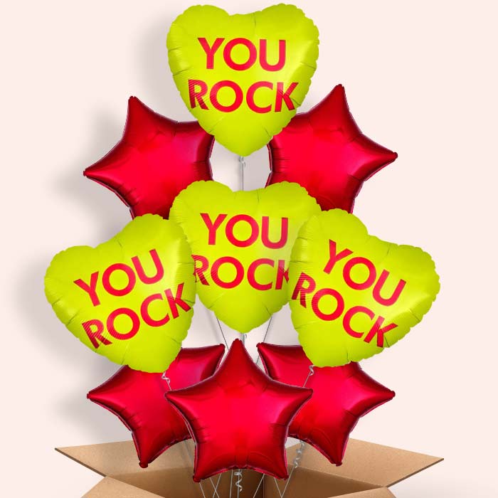 You Rock | Candy Heart Balloon in a Box - 9 Balloon | Small Indoor Plants