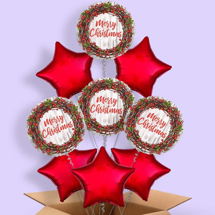 Rustic Merry Christmas Balloon in a Box - 9 Balloon | Small Indoor Plants