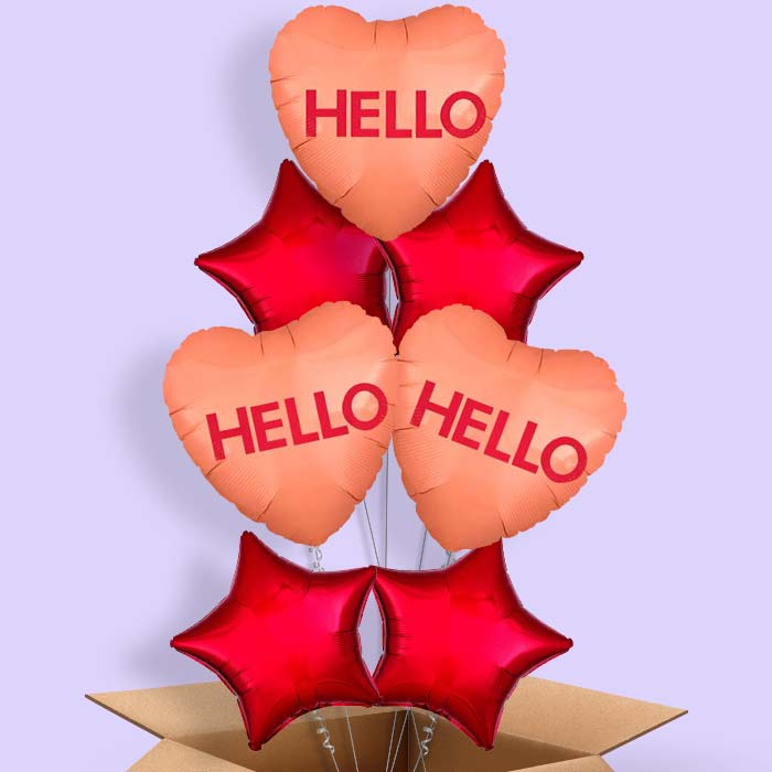 Hello | Candy Heart Balloon in a Box - 7 Balloon | Small Indoor Plants