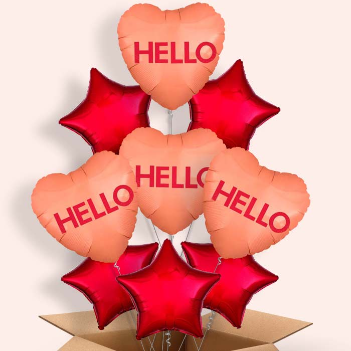 Hello | Candy Heart Balloon in a Box - 9 Balloon | Small Indoor Plants