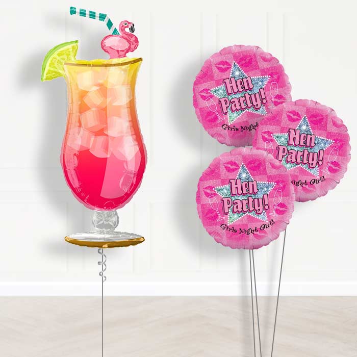 Hen Party Tropical Cocktail Balloon Bouquet Delivery