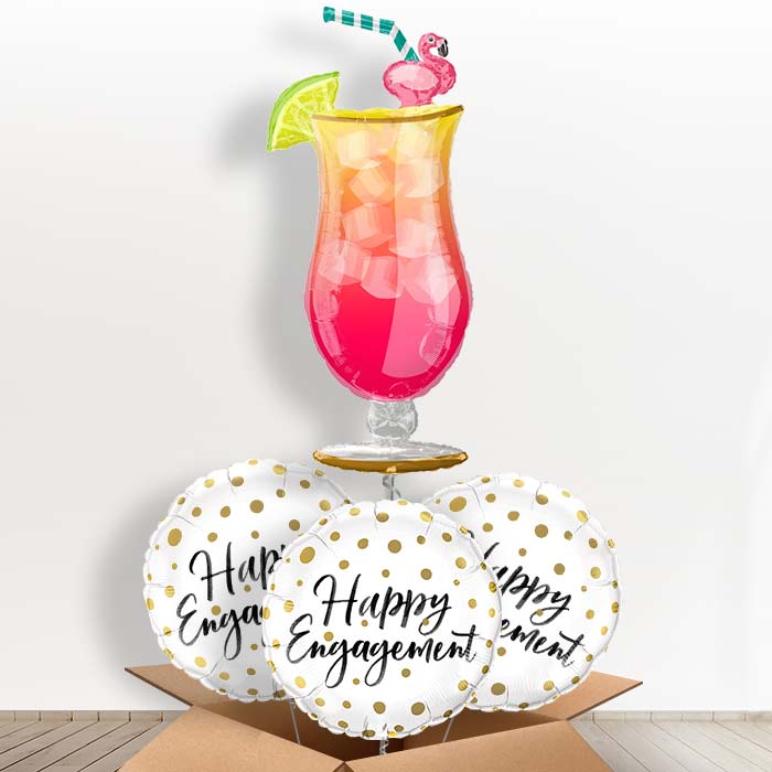 Engagement Tropical Cocktail Foil Balloon in a Box