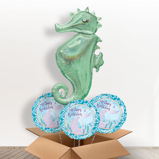Seahorse Balloon in a Box - With 3 Themed Balloons | Small Indoor Plants