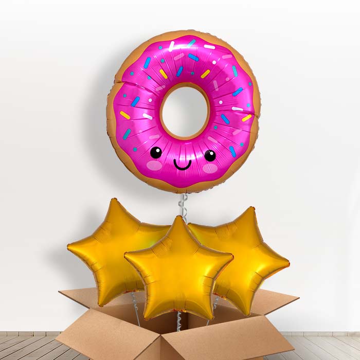 Giant Donut Foil Balloon in a Box - With 3 Plain Balloons | Small Indoor Plants