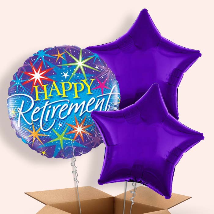 Stars Happy Retirement Balloon in a Box - 3 Balloon | Small Indoor Plants