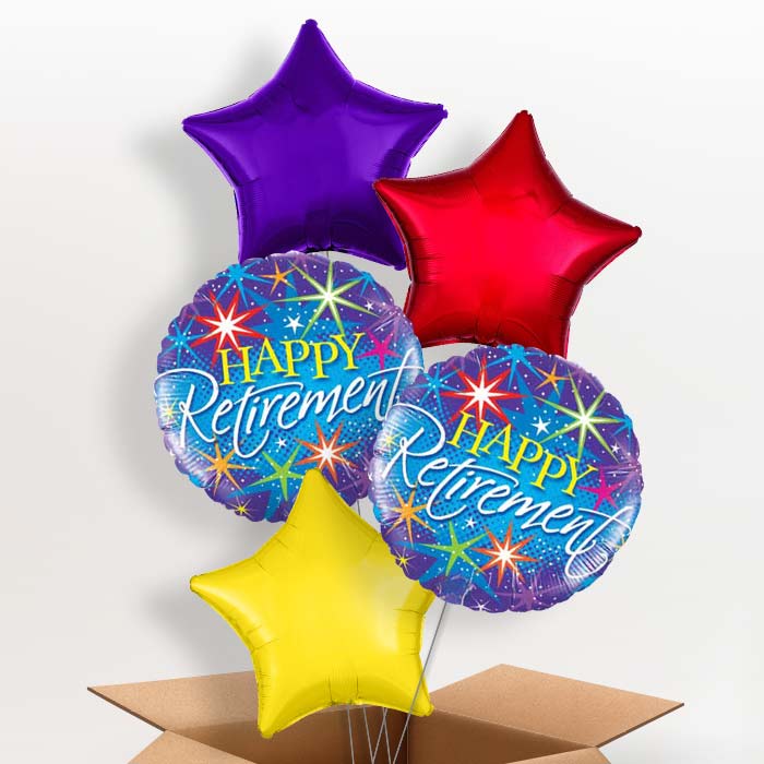 Stars Happy Retirement Balloon in a Box - 5 Balloon | Small Indoor Plants