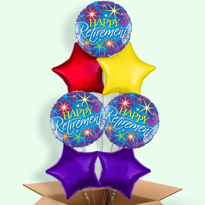 Stars Happy Retirement Balloon in a Box - 7 Balloon | Small Indoor Plants