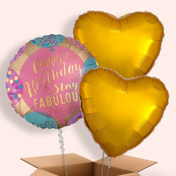 Stay Fabulous Birthday Helium Balloon in a Box - 3 Balloon | Small Indoor Plants