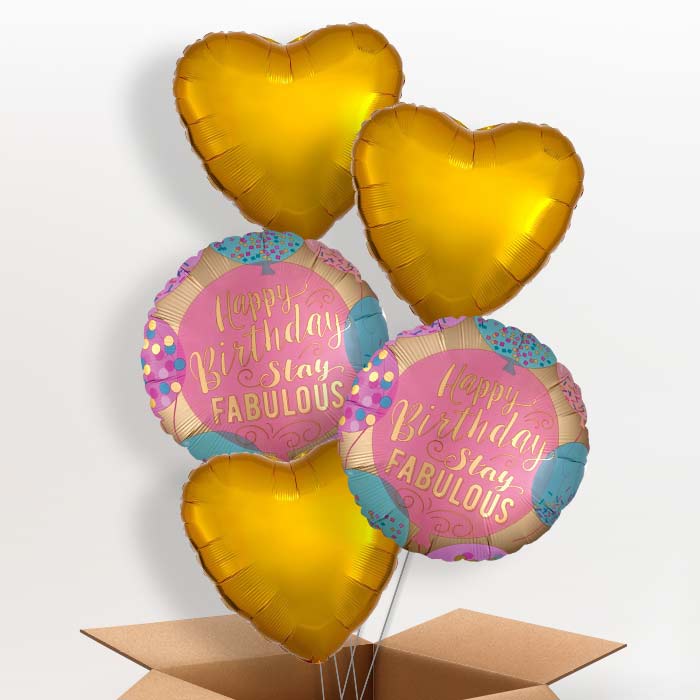 Stay Fabulous Birthday Helium Balloon in a Box - 5 Balloon | Small Indoor Plants