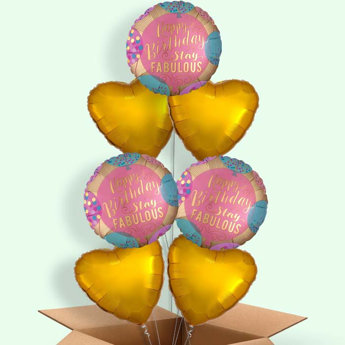 Stay Fabulous Birthday Helium Balloon in a Box - 7 Balloon | Small Indoor Plants