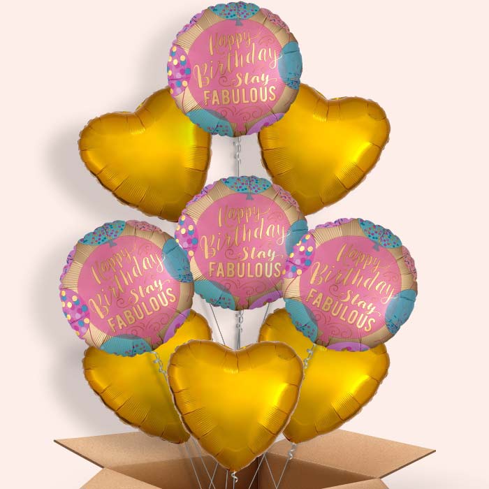 Stay Fabulous Birthday Helium Balloon in a Box - 9 Balloon | Small Indoor Plants