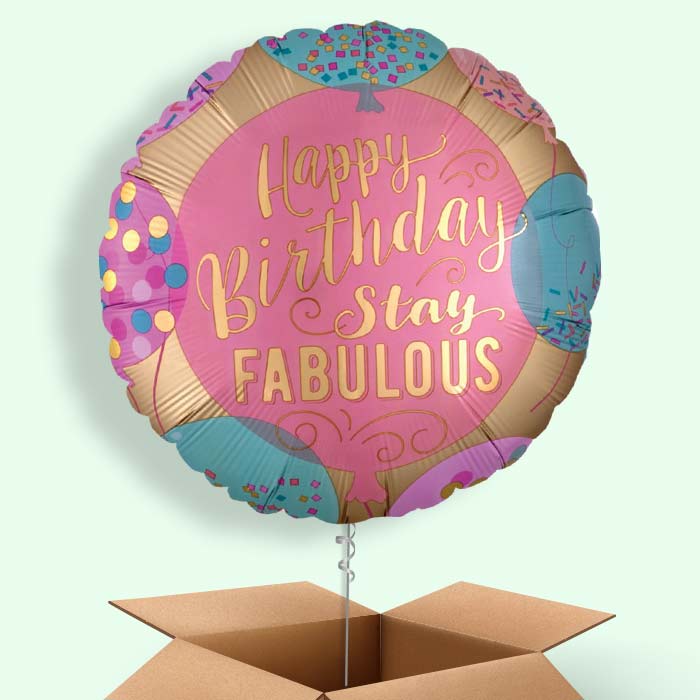 Stay Fabulous Birthday Helium Balloon in a Box - 1 Balloon | Small Indoor Plants