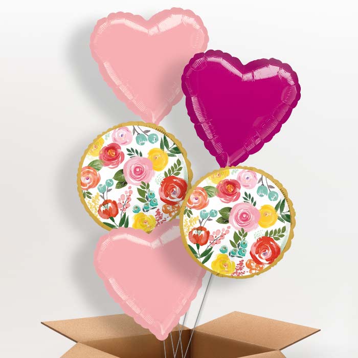 Colourful Flowers Balloon in a Box - 5 Balloons | Small Indoor Plants