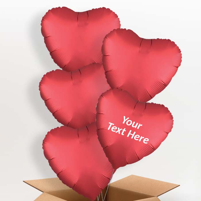 Red Satin Heart Balloon in a Box - 5 Balloon | Small Indoor Plants