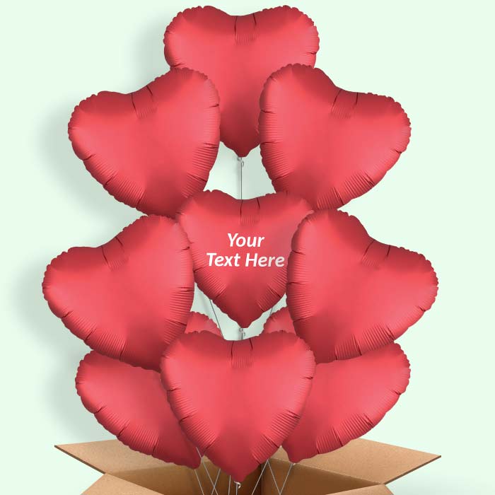 Red Satin Heart Balloon in a Box - 9 Balloon | Small Indoor Plants