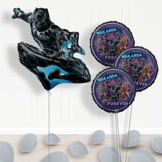 Black Panther Balloon Bouquet Delivered - Themed Bouquet and Latex | Small Indoor Plants