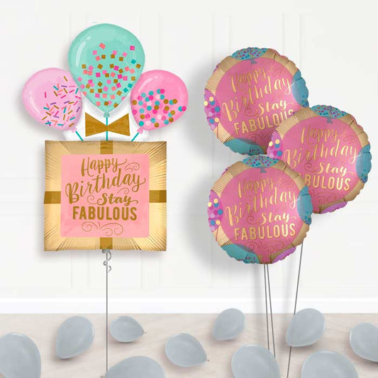 Birthday Gift Shaped Balloon Bouquet Delivery - Themed Bouquet and Latex | Small Indoor Plants