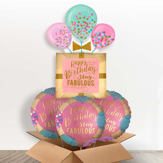 Birthday Gift Shaped Foil Balloon in a Box - With 3 Themed Balloons | Small Indoor Plants