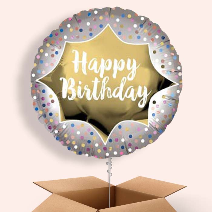Happy Birthday Gold Balloons in a Box - 1 Balloon | Small Indoor Plants