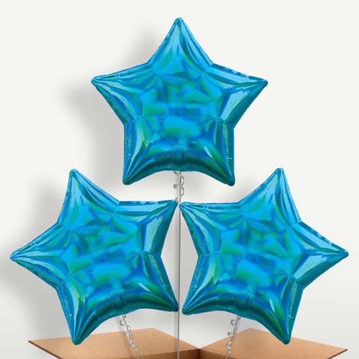 Cyan Blue Iridescent Star Bunch of Balloons | Small Indoor Plants