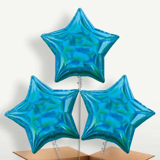 Cyan Blue Iridescent Star Bunch of Balloons | Small Indoor Plants