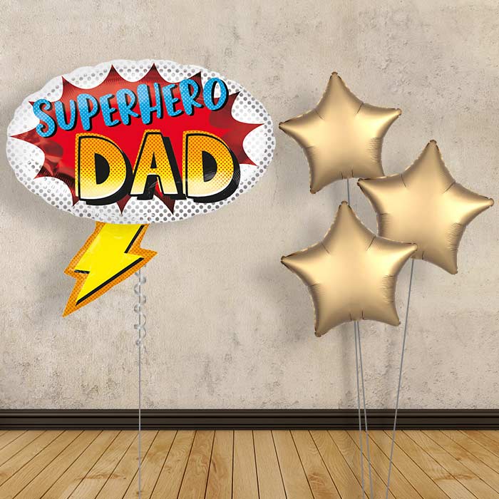 Superhero Dad Balloon Bouquet Delivered Inflated