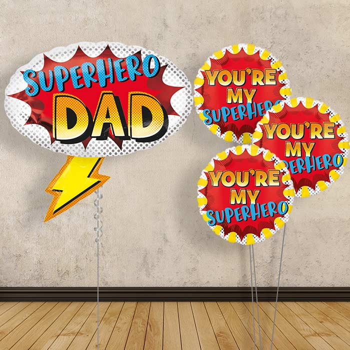 Superhero Dad Balloon Bouquet Delivered Inflated