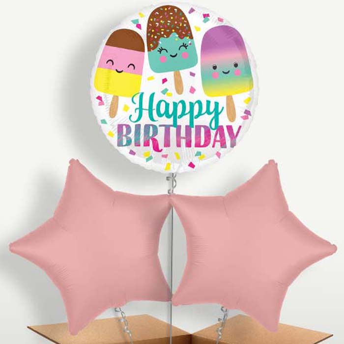 Ice Cream Happy Birthday Balloon Bunches | Small Indoor Plants
