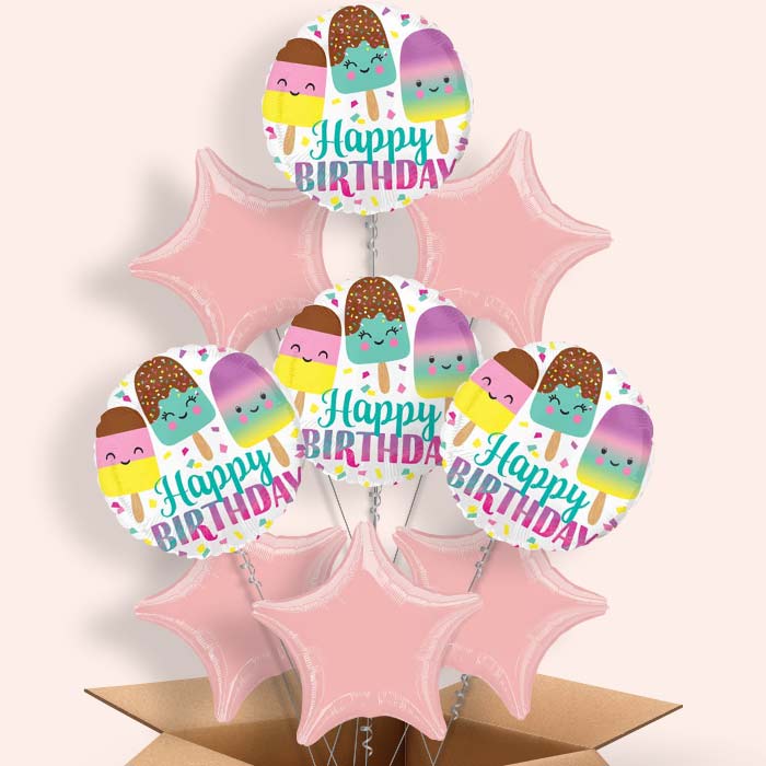 Ice Cream Balloons in a Box Happy Birthday - 9 Balloon | Small Indoor Plants