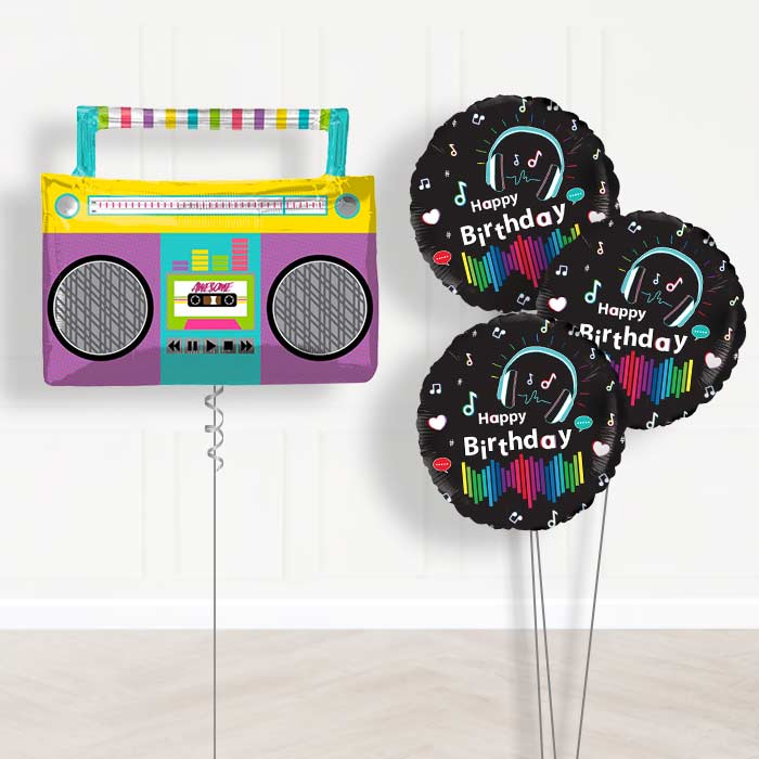 Giant Boombox Balloon Bouquet Delivery - Themed Bouquet | Small Indoor Plants