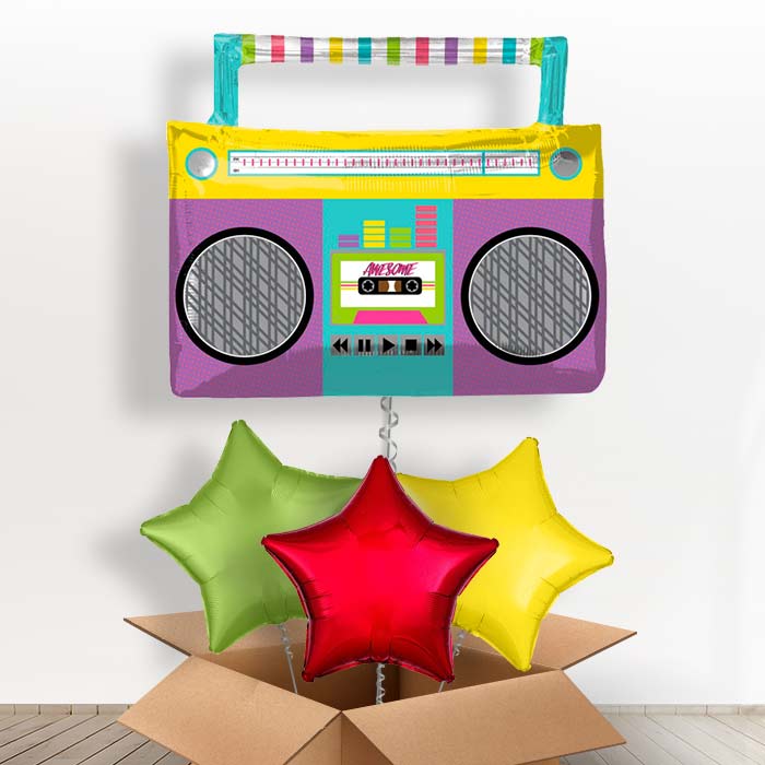 Giant Boombox Foil Balloon in a Box - With 3 Plain Balloons | Small Indoor Plants
