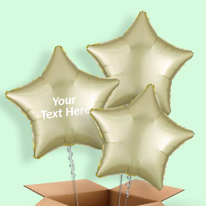 Pastel Yellow Satin Star Balloon in a Box - 3 Balloon | Small Indoor Plants