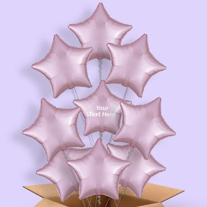 Pastel Pink Satin Star Balloon in a Box - 9 Balloon | Small Indoor Plants