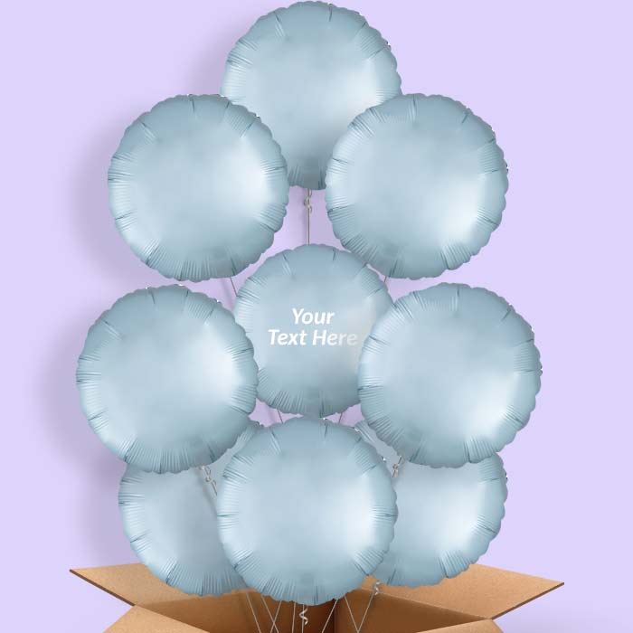 Pastel Blue Satin Circle Balloon in a Box - 9 Balloon | Small Indoor Plants