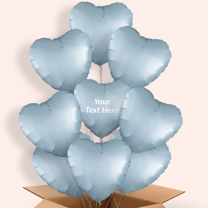 Pastel Blue Satin Heart Balloon in a Box - 9 Balloon | Small Indoor Plants