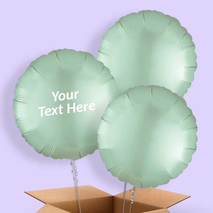 Mint Green Satin Circle Balloon in a Box - 3 Balloon | Small Indoor Plants