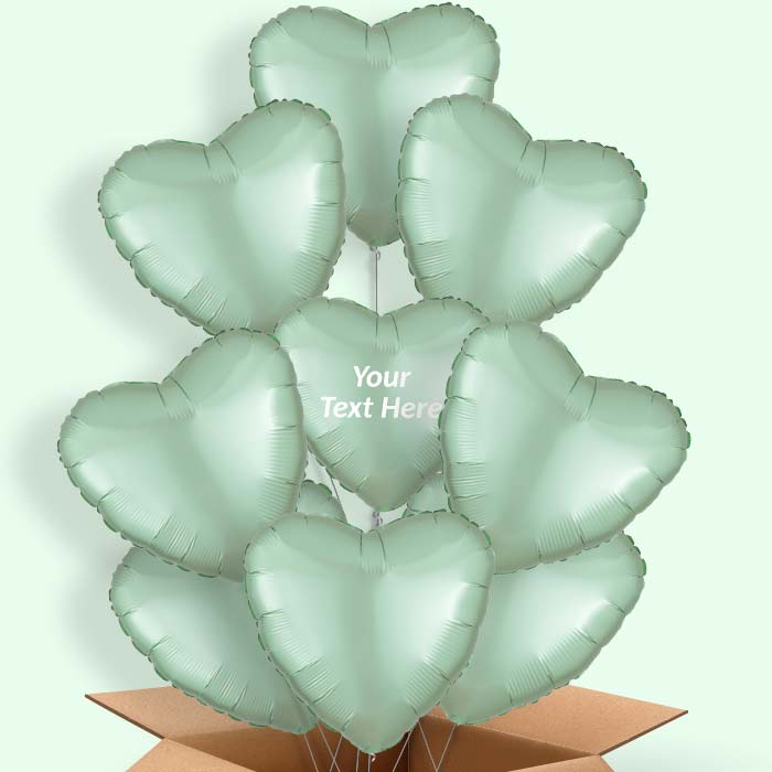Mint Green Satin Heart Balloon in a Box - 9 Balloon | Small Indoor Plants