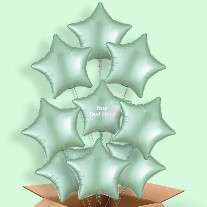 Mint Green Satin Star Balloon in a Box - 9 Balloon | Small Indoor Plants