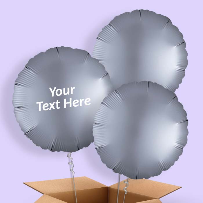 Graphite | Grey Satin Circle Balloon in a Box