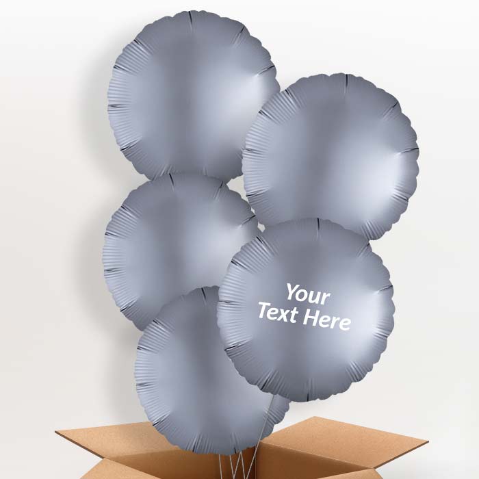 Graphite | Grey Satin Circle Balloon in a Box